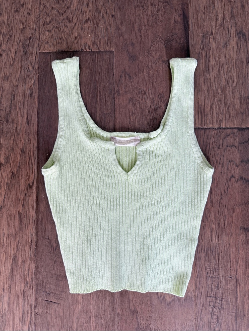 Light Green Ribbed V-Neck Tank Top - Women